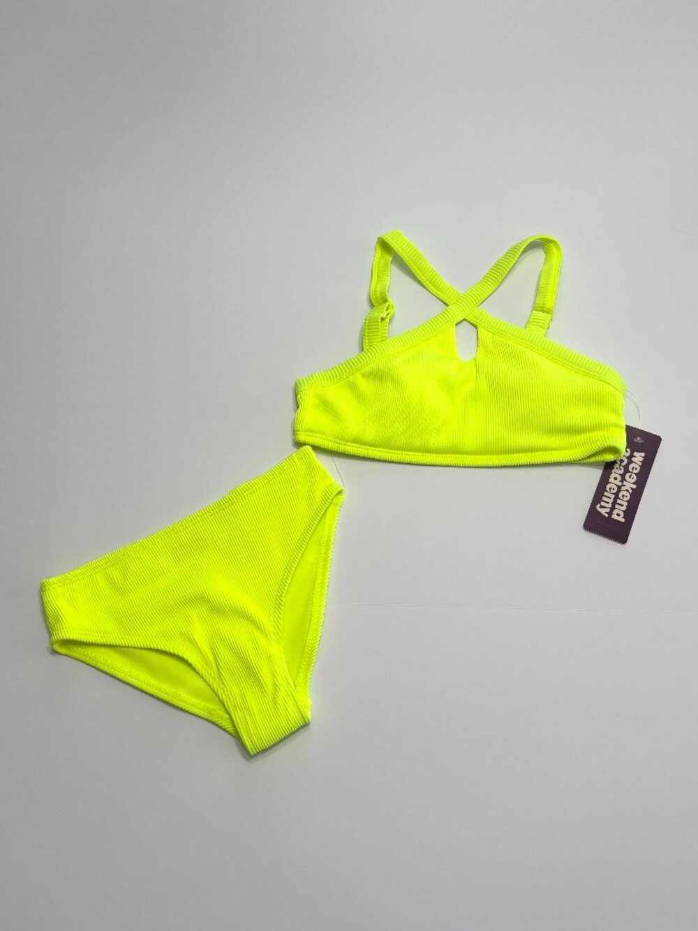 NWT Weekend Academy Girls 2-Piece Neon Swimsuit Size 8